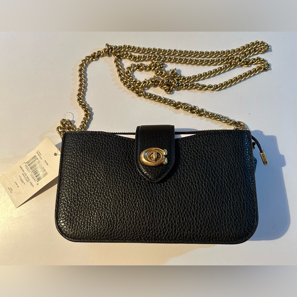 Coach Leather Crossbody Bag with Gold Chain